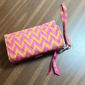 Vera Bradley Ziggy Zags Pink and Orange Chevron all in one wristlet